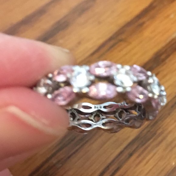 Sterling Silver and CZ encrusted eternity band - Picture 2 of 6